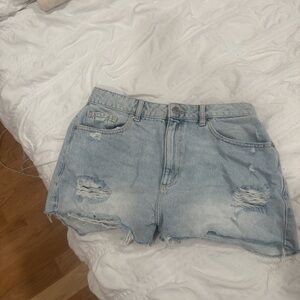 Garage Light Blue Distressed Jean Shorts